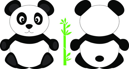 Cute panda. Vector illustration of the animal, isolated on a white background. Print for clothes, label, patch, sticker. For cards for children's holidays or drawing training.