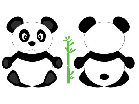 Cute panda. Vector illustration of the animal, isolated on a white background. Print for clothes, label, patch, sticker. For cards for children's holidays or drawing training.
