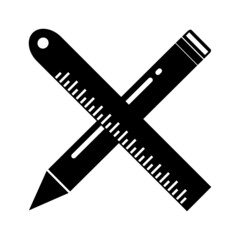 ruler and pencil icon design vector