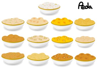 Peda Indian Sweets or Mithai Food Vector
