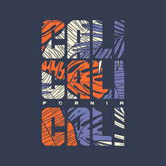 California colorful tropical vector t-shirt design, poster, print, label