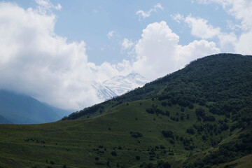 Fototapeta na wymiar View of the mountains of the North Caucasus. Karmadon gorge