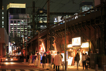 新橋レンガ造り高架橋夜景