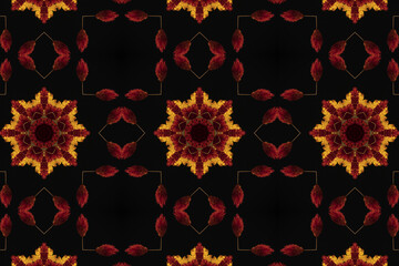 Fototapeta premium abstract colorful seamless pattern with floral motifs from flowers and leaves. High quality photo