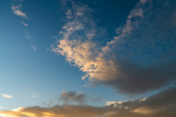 Naklejka na ściany i meble Beautiful colorful sunset sky with clouds. Nature sky background.