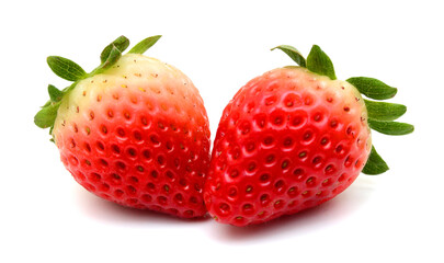 Stack strawberries on white background 