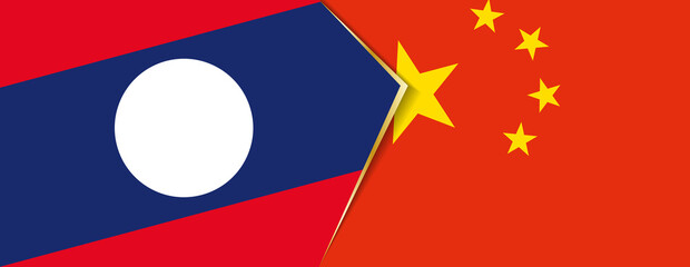 Laos and China flags, two vector flags.