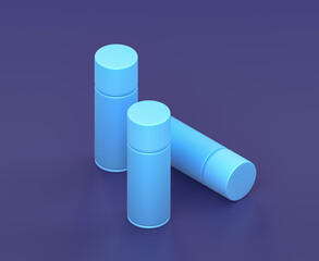 Isometric spraypaint, paint spray can on blue background, single color workshop tool, 3d rendering