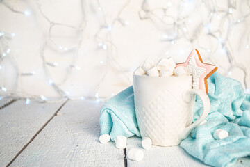 Obraz na płótnie Canvas White Christmas hot chocolate concept