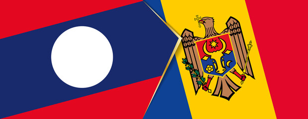 Laos and Moldova flags, two vector flags.