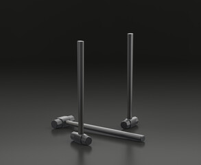 Dark gray sledge hammer on black background, single color workshop tool, 3d rendering