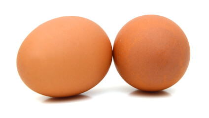 Raw eggs isolated on white background