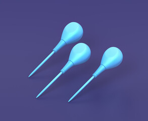 Isometric scratch awl chisel on blue background, single color workshop tool, 3d rendering