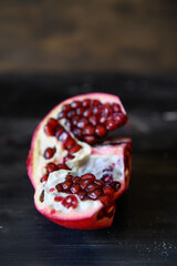 Ripe red pomegranates. Seasonal fruits. Royal fruit.