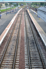 Fototapeta na wymiar Deserted Railway Station with Lines & Platforms 