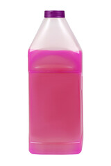 Violet antifreeze in a 1-liter canister. Non-freezing cleaning liquid. There are places for a label. Frontal view.
