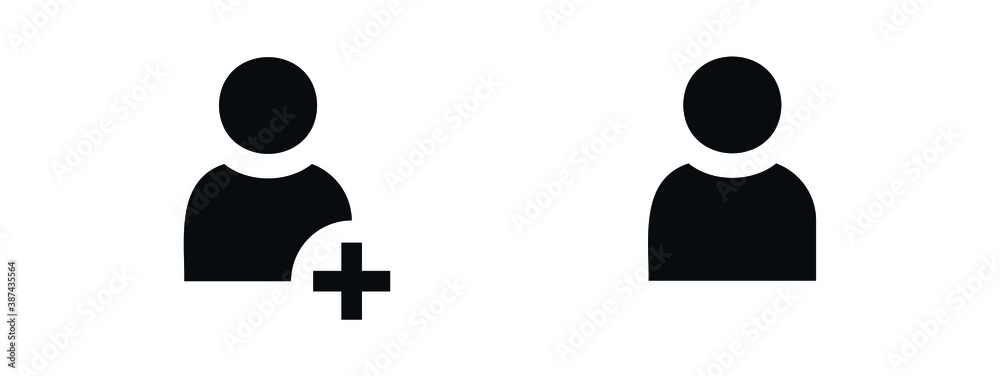 Aufkleber Add new user icon vector male person profile avatar with plus symbol, Add user profile icon	