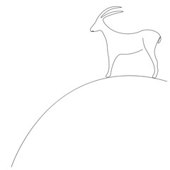 Goat farm animal line drawing, vector illustration