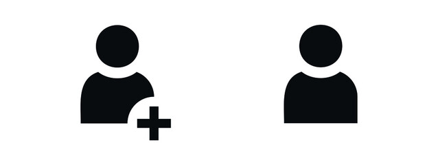 Add new user icon vector male person profile avatar with plus symbol, Add user profile icon	