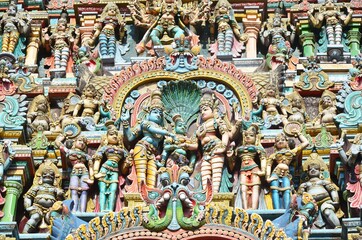 stone carving and sculptures of meenakshi amman temple madurai tamil nadu
