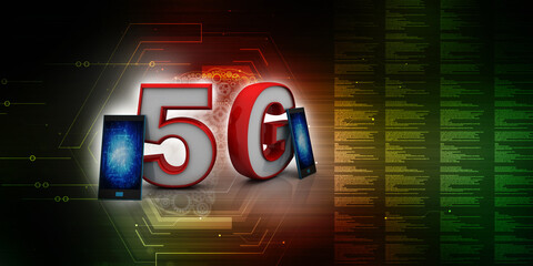 3d rendering 5G Network mobile with data
