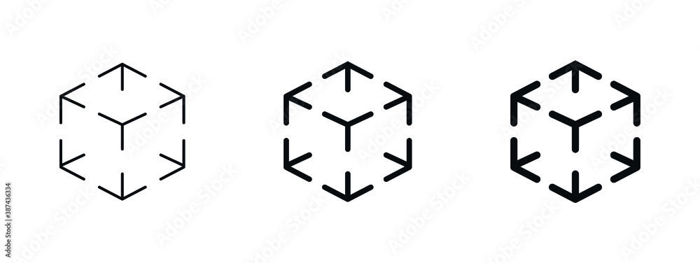 Poster Cube icon in vector, Augmented reality. cube symbol, 3D Cube line icon, Abstract Cube Hexagon Logo for website design and mobile, app development