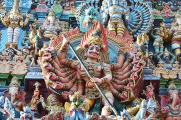 stone carving and sculptures of meenakshi amman temple madurai tamil nadu
