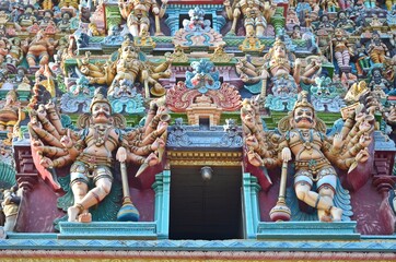 stone carving and sculptures of meenakshi amman temple madurai tamil nadu
