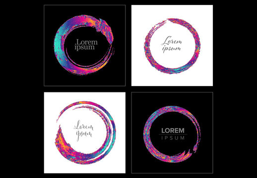 Set of Abstract Oily Colorful Rings Layouts