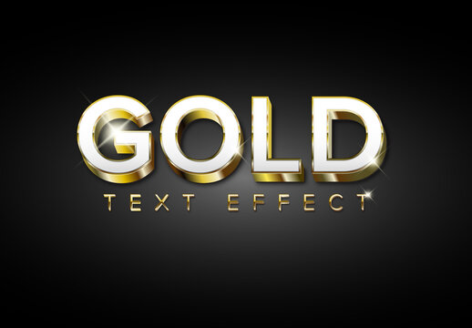 Golden White Metallic 3D Text Effect with Glitter