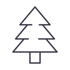 happy merry christmas, pine tree season decoration line icon