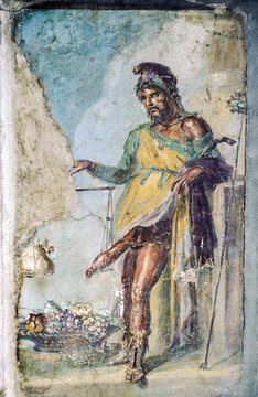  Ancient roman fresco of the roman god of fertility and lust Priapus