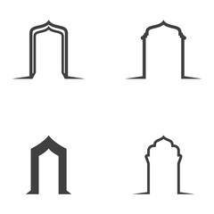 Set Mosque window vector icon design template