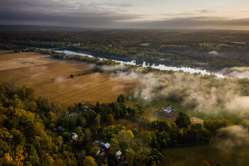 Aerial Sunrise in Frenchtown New Jersey
