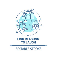 Find reasons to laugh concept icon. Self care checklist. Telling funny jokes. Healthy lifestyle. Funny stories idea thin line illustration. Vector isolated outline RGB color drawing. Editable stroke