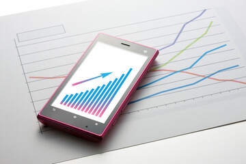 スマートフォンとグラフ資料