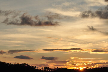 Beautiful golden yellow sky and sun