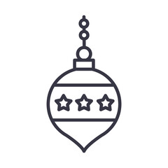 Obraz premium happy merry christmas, hanging ball decoration line icon