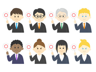 クイズに回答する人のイラストセット