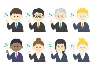 クイズに回答する人のイラストセット