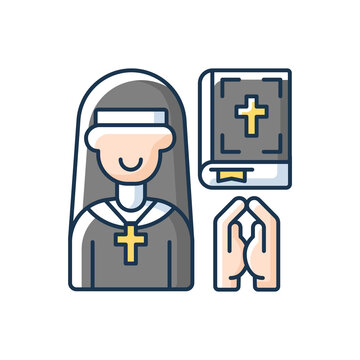 nun, bible, praying hands, religious icon clip art preview