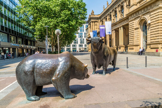 The Bull and Bear Statues at the Frankfurt Stock Exchange