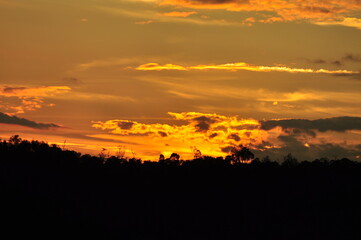 Sunset over the mountain whit orange sky