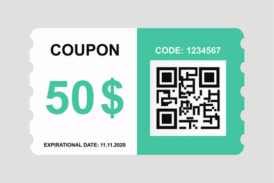 Vector Discount Coupon Flyer Sticker Or Banner With QR Code