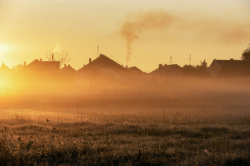 Crispy Autumn Fall Morning outside the village
