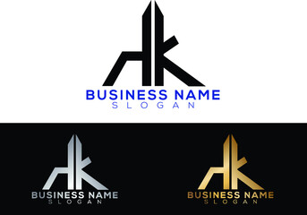 HK initial letters linked triangle shape logo