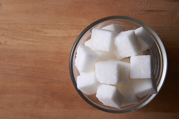 top view bowl of white sugar cube