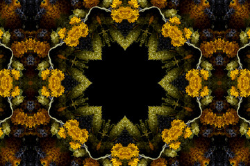 abstract colorful seamless pattern with floral motifs from flowers and leaves. High quality photo