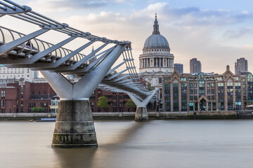 St Paul's Cathedral and the Millennium Bridge in London