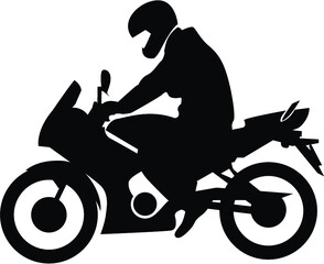 Fototapeta na wymiar Vector stylized motorcycle logo. Graphic illustration for motorbike. Logo for fair road show. Race logo.